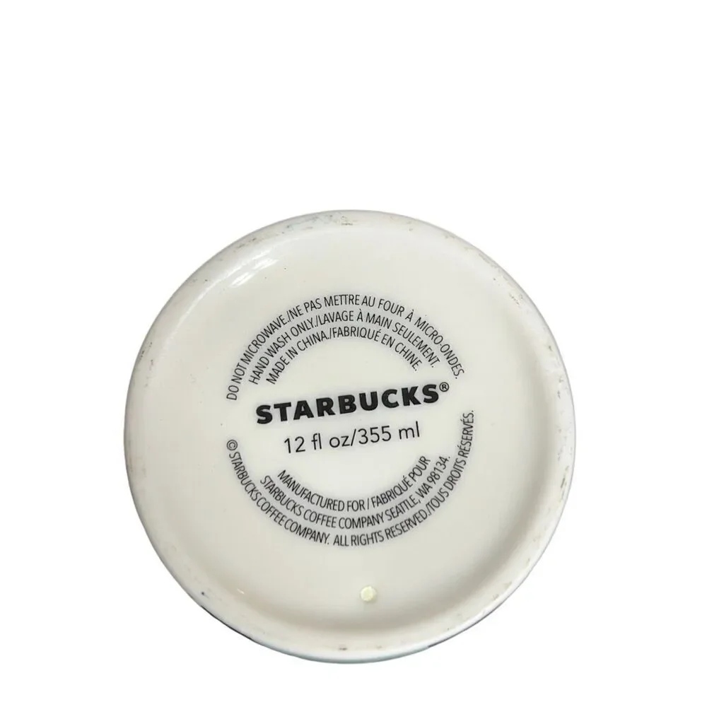 Starbucks Green Spring Floral Ceramic Travel Cup with Lid